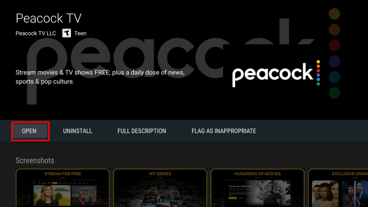 Open Peacock TV on TCL Android TV