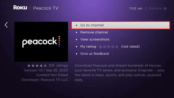 Click Go to Channel to launch Peacock TV on TCL TV