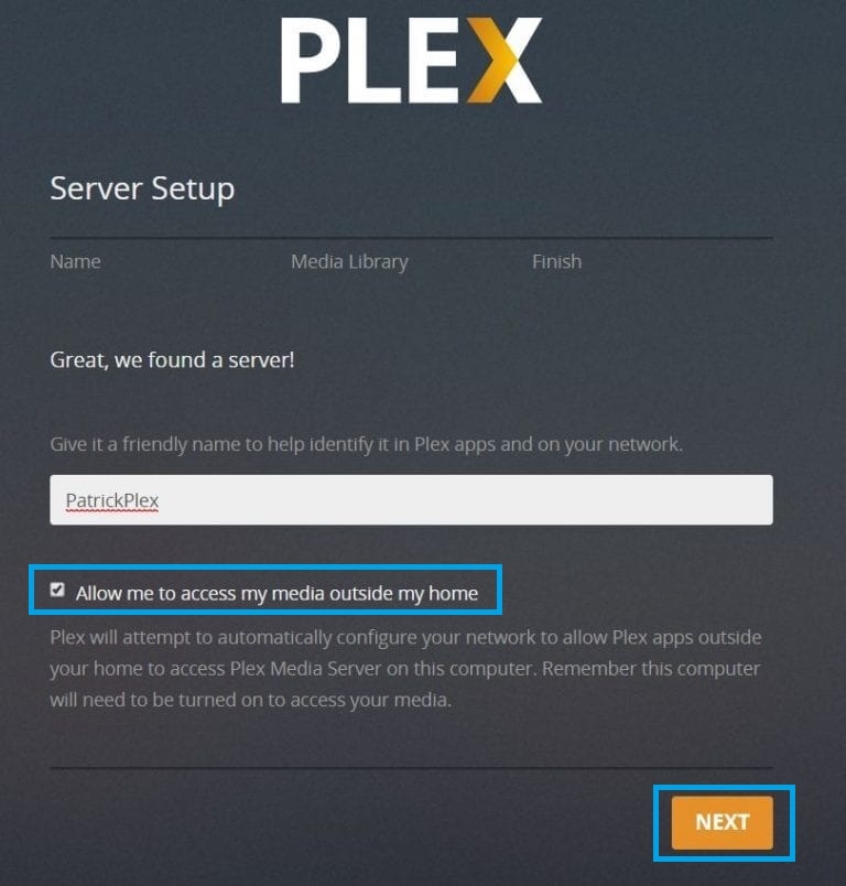 Set up Plex Server