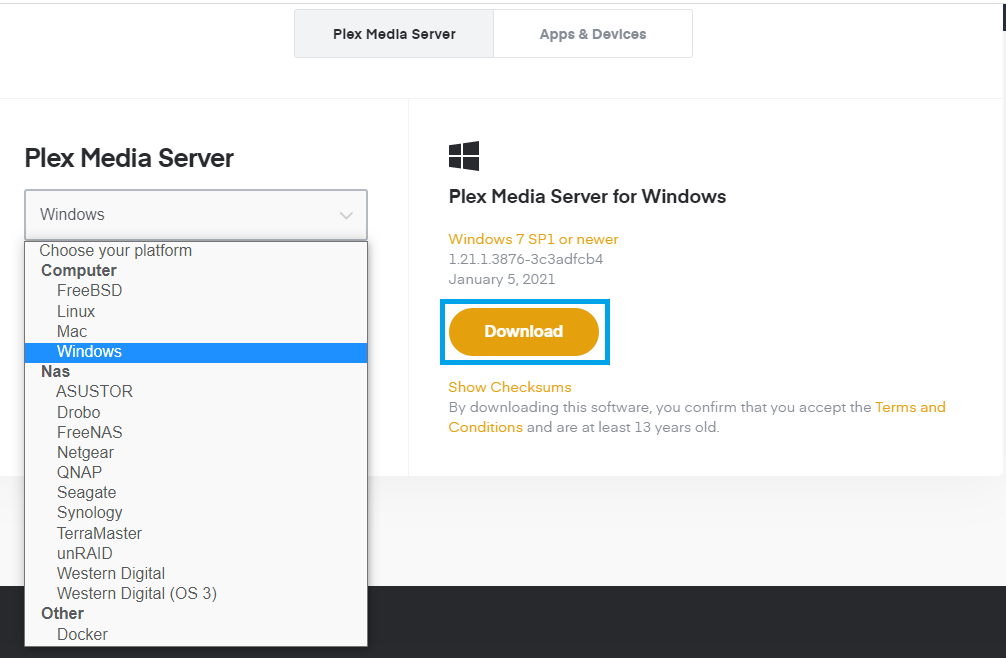 Download Plex Media Server