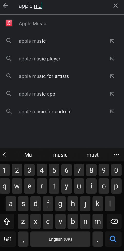 Search Apple Music on Play Store