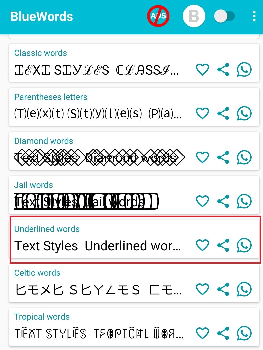 WhatsApp Text Tricks - Underline option on BlueWords