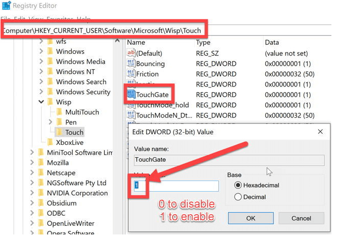 permanently disable touch screen windows 10