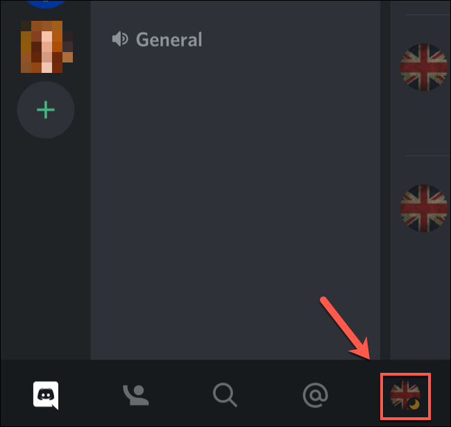 Click the user profile icon to change Online status on Discord