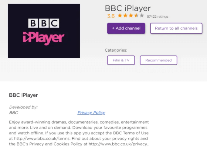 watch BBC iPlayer on Roku 
