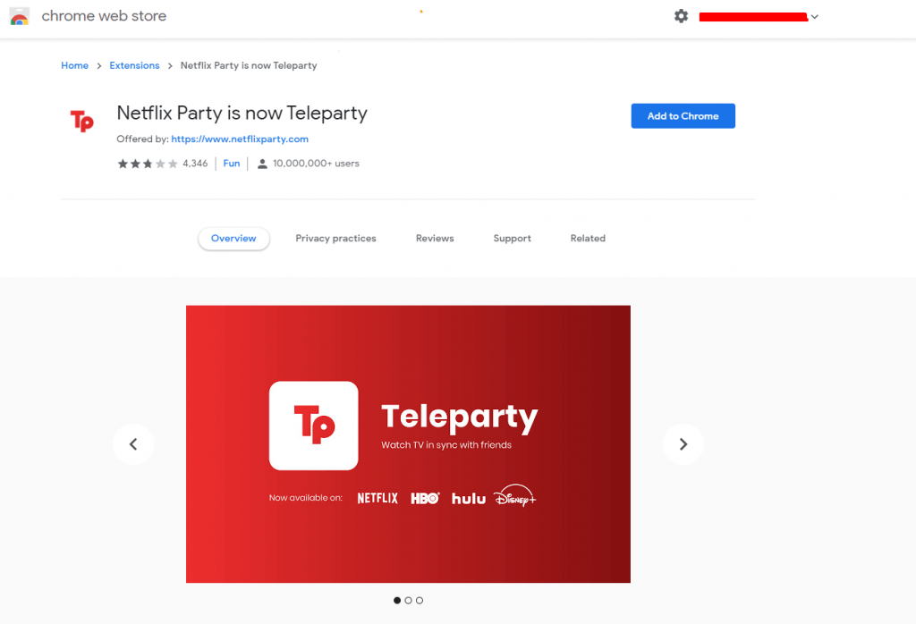 Add Teleparty Extension
