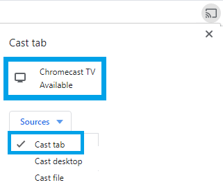 Google Chrome - Cast Tab