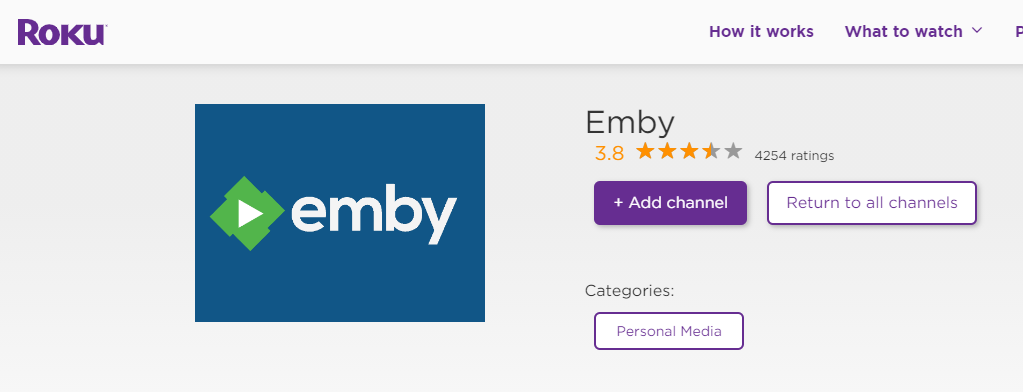 Add Emby on Roku