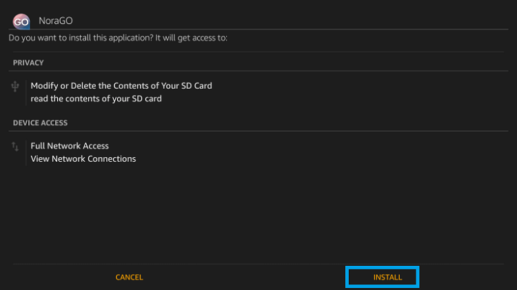 Install Nora Go on Firestick