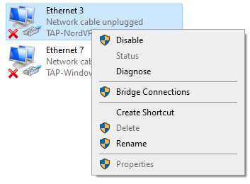 NordVPN Tap Adapter properties 