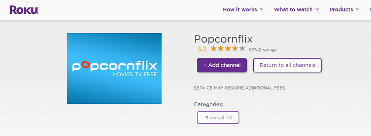 Add Popcornflix channel ton Roku