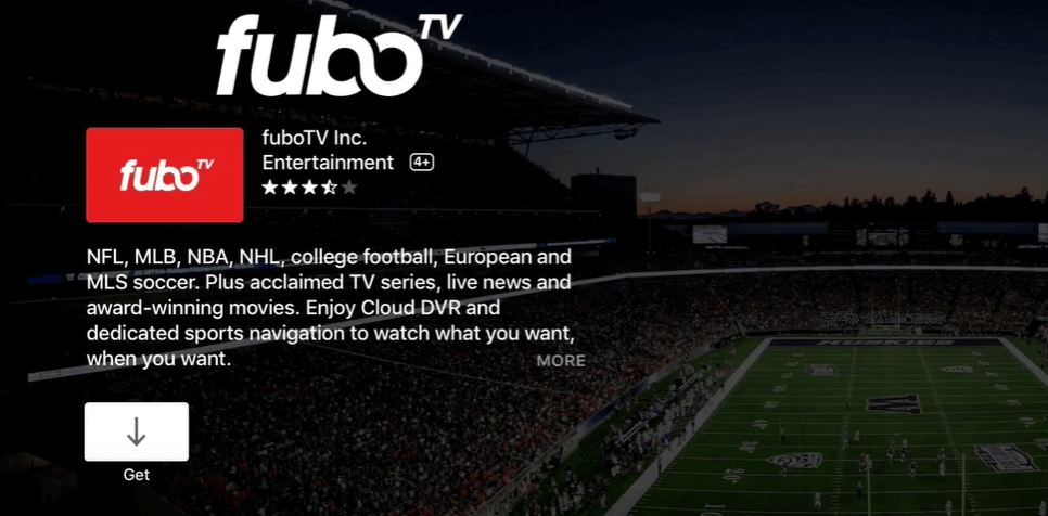 select Get to install fuboTV on Apple TV