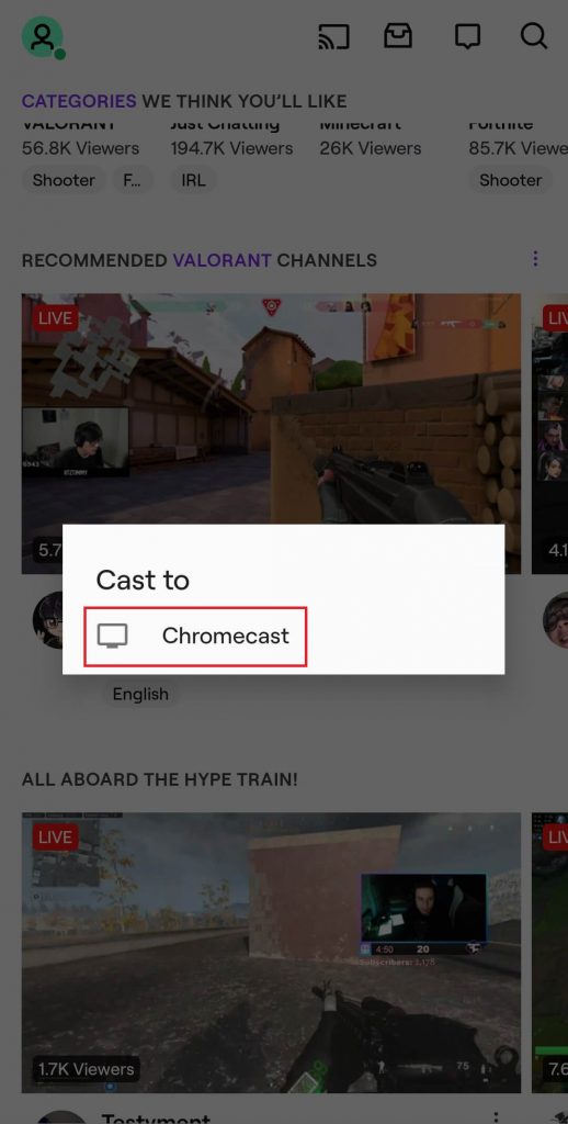 Chromecast Twitch Videos Using Android/iPhone