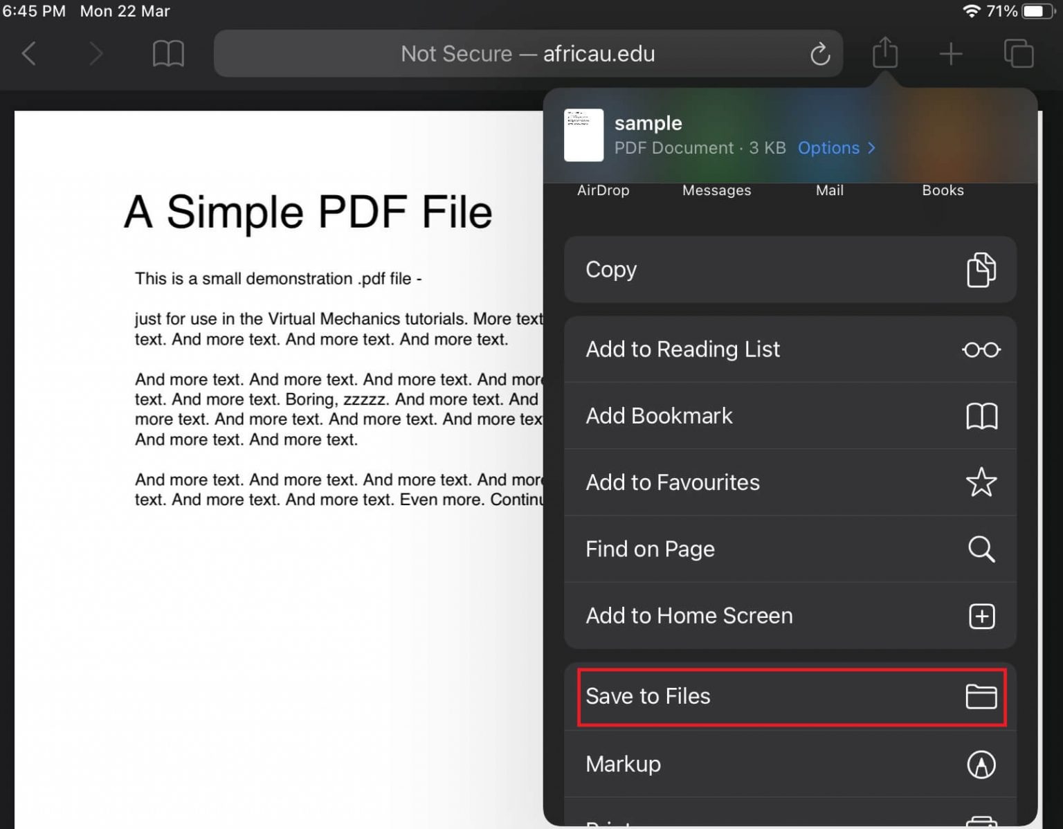 safari and pdf on ipad