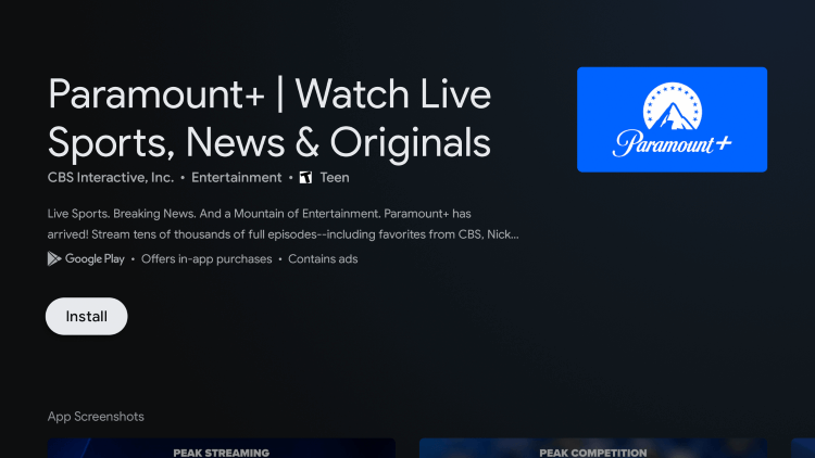 Install Paramount Plus on Chromecast with Google TV