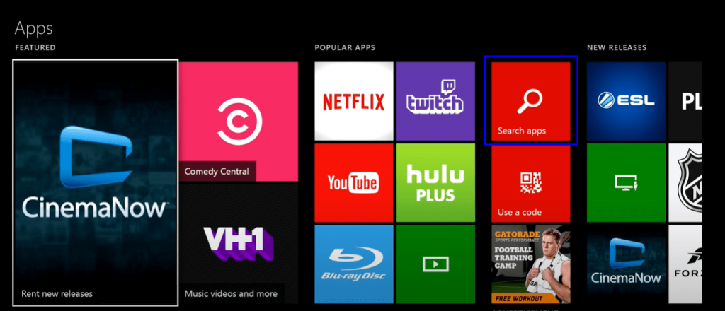 Click Search apps - Vudu on Xbox One