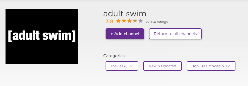 Install Adult Swim on Roku