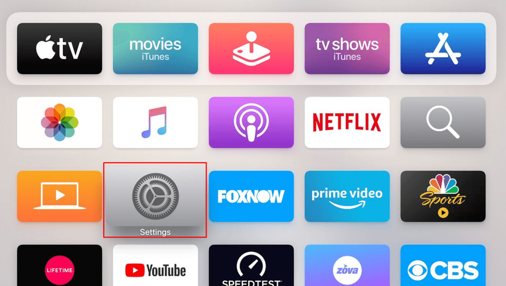 Click Settings on Apple TV