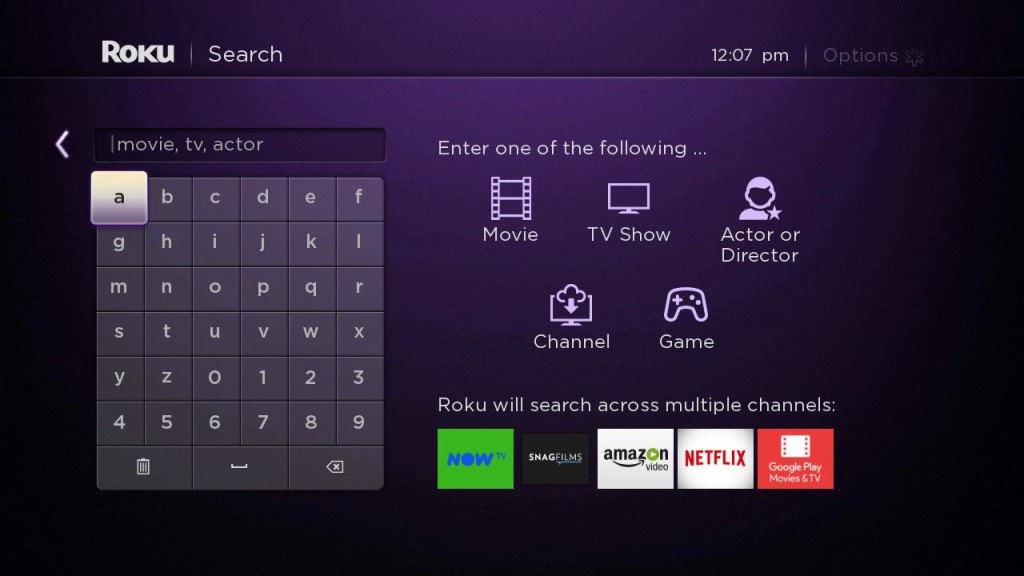 Roku Search Screen