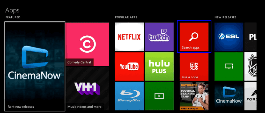  Funimation on Xbox- click search apps