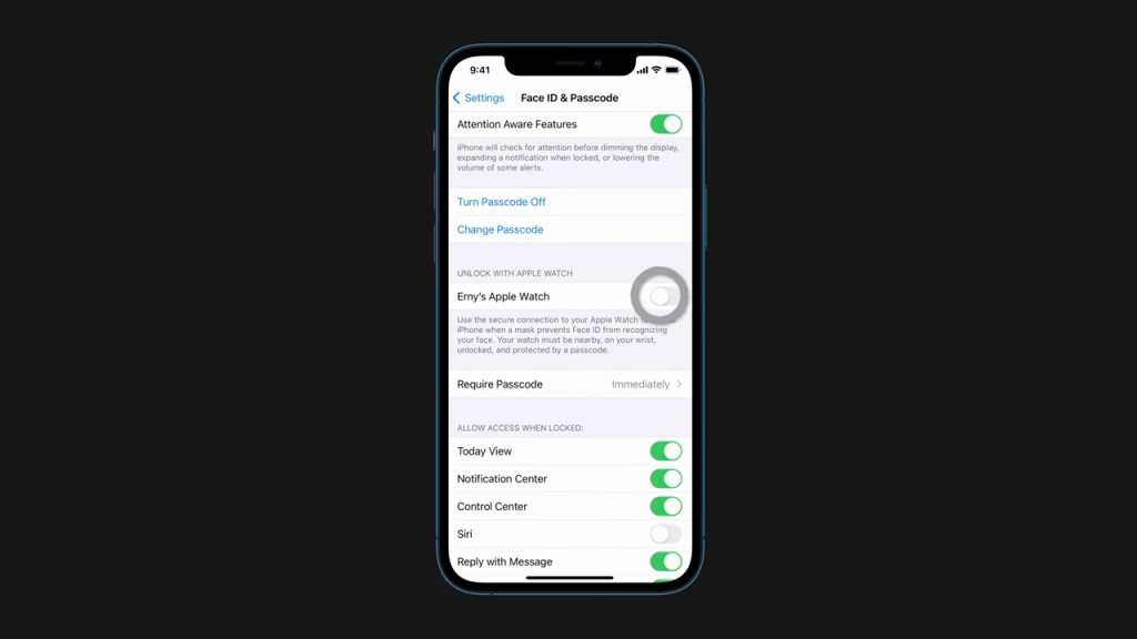 enable unlock with apple watch