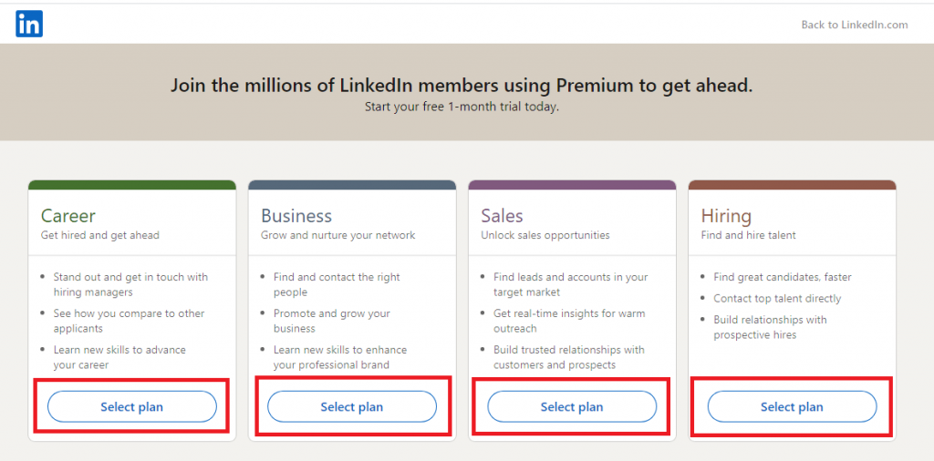 LinkedIn Premium subscription plans