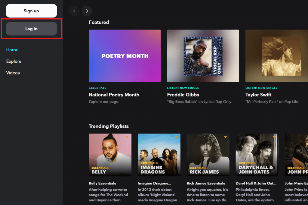 log in - how to get Tidal Premium for Free