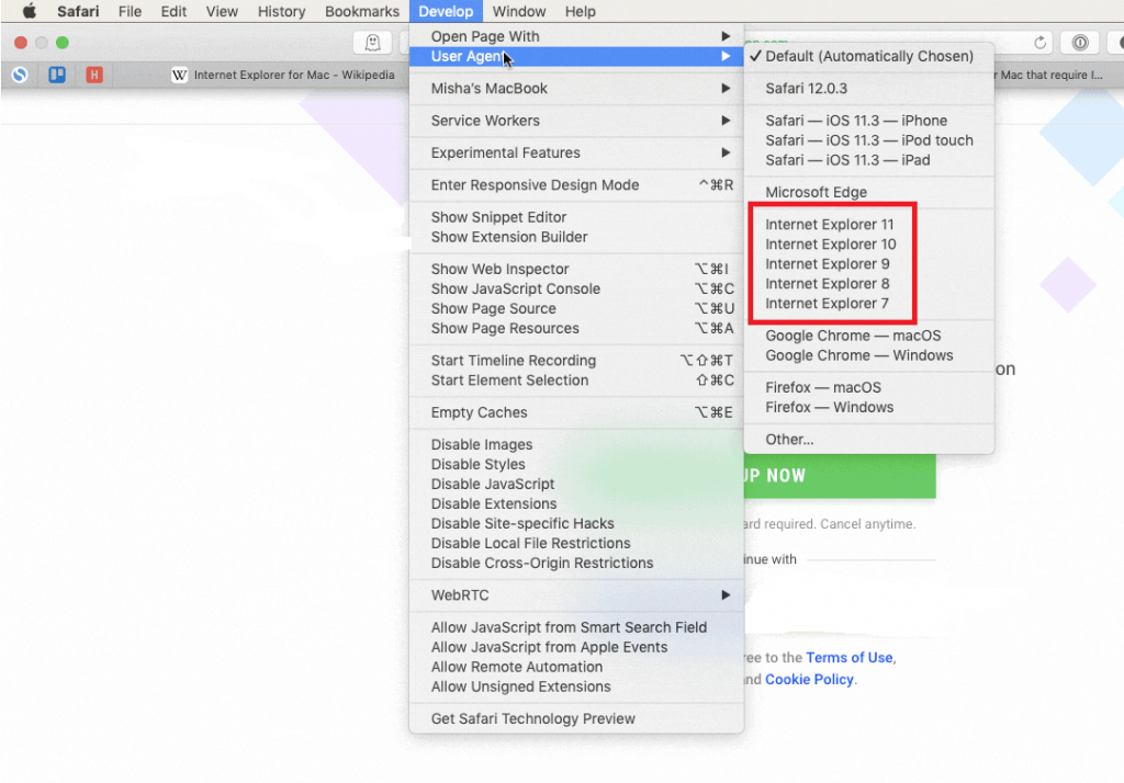 How to use the Internet Explorer on Mac