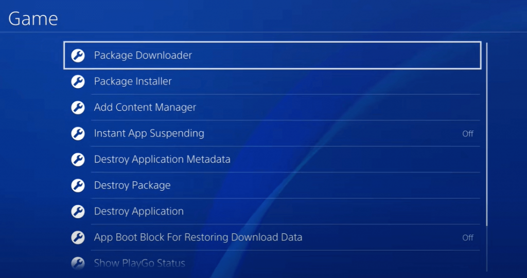 Select Package Installer - Jailbreak PS4