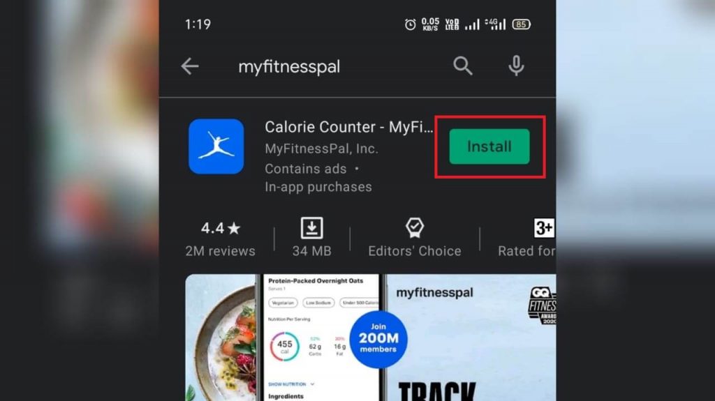 Install MyFitnessPal app