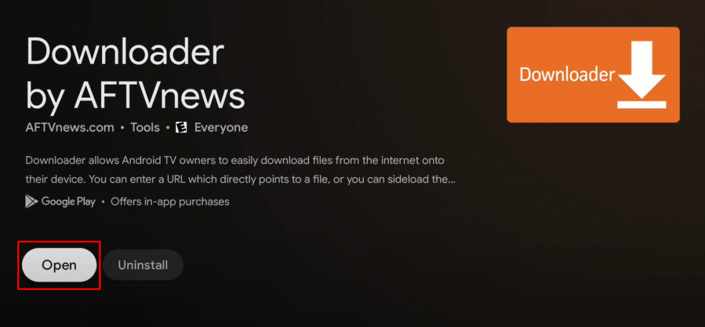 Open Downloader on Google TV