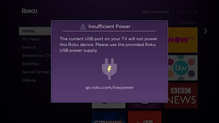 Low Power Supply on Roku