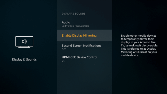 Click Enable Display Mirroring