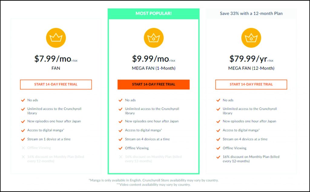 Subscription plans