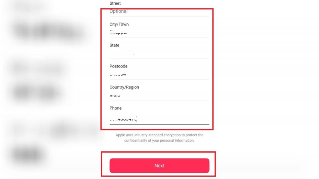 click Next - How to Create Apple ID on Android 