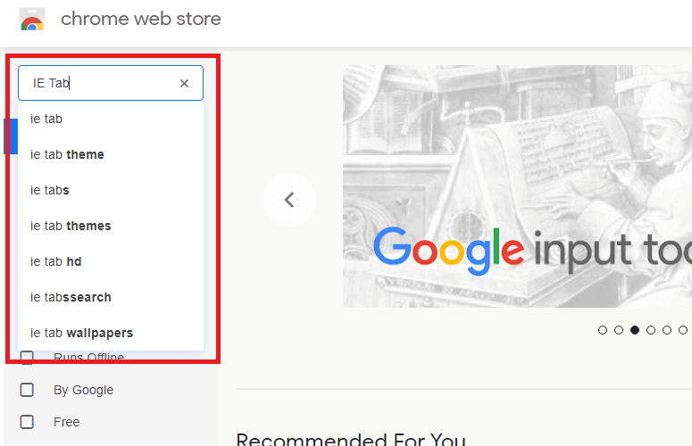 click IE tab.