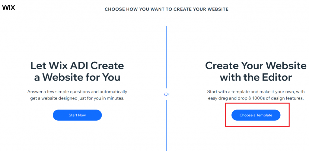 choose a template - Wix Premium for Free