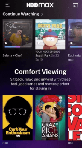 click Cast icon on HBO Max app