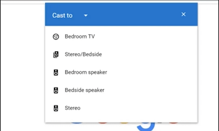 select the chromecast device