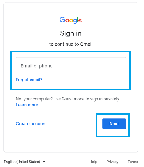 Sign in to Gmail Account