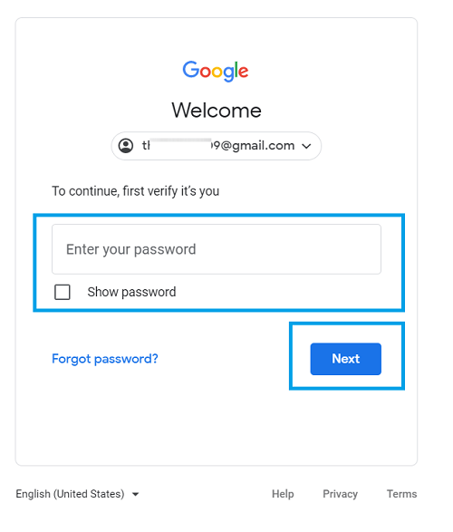 Sign in to Gmail Account