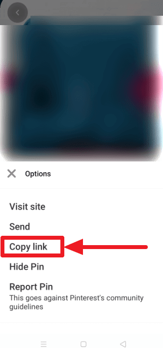 click copy link - How to save Videos from Pinterest