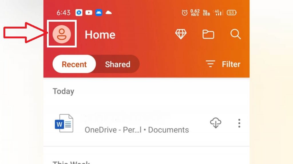 click profile icon - Microsoft Office Dark Mode