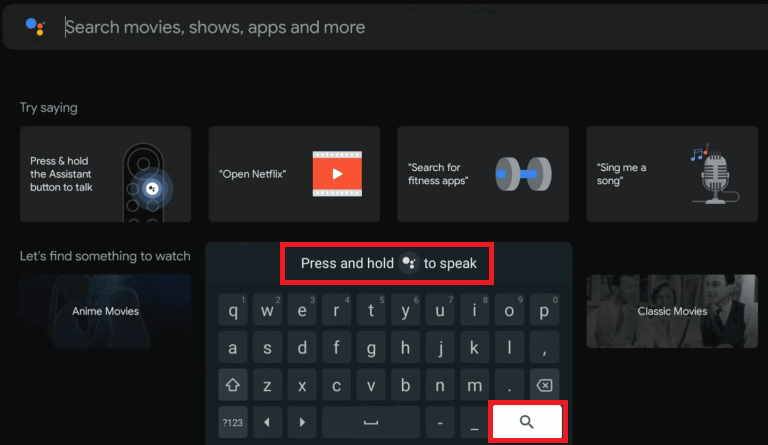 type NordVPN on Google TV store search box