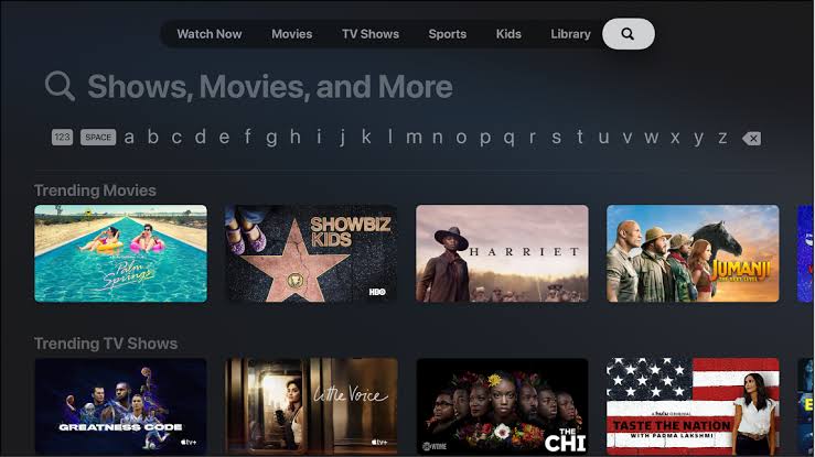 Search for Tubi on Apple TV