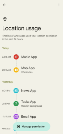 Location Usage in Privacy Dashboard