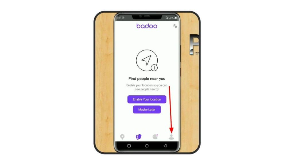 Click the Profile icon on the Badoo app