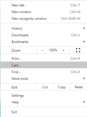 Choose cast option to Chromecast BritBox