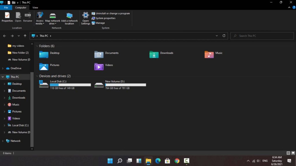 Dark mode on Windows 11