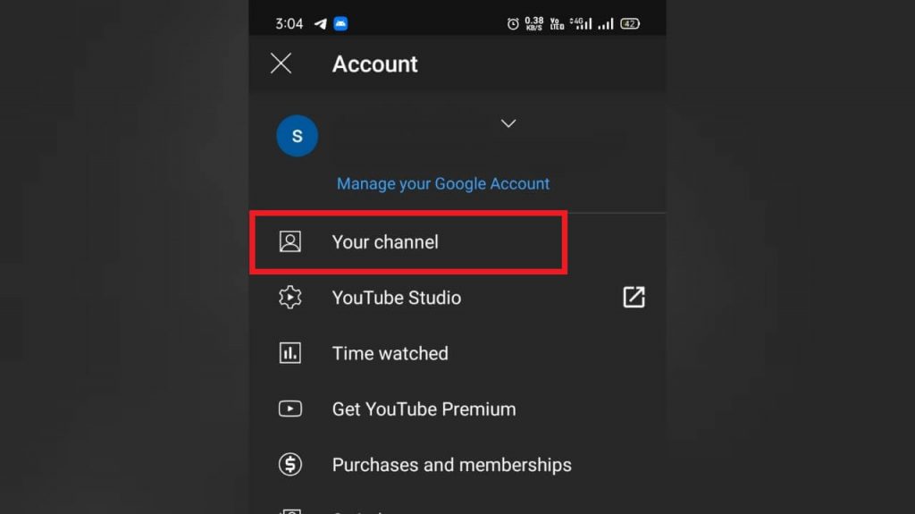 tap Your channel button